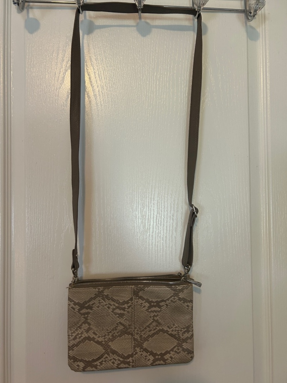 thirty-one Taupe Snake-Print Crossbody Bag